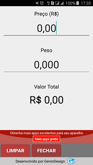 Tela do app