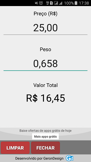 Tela do app