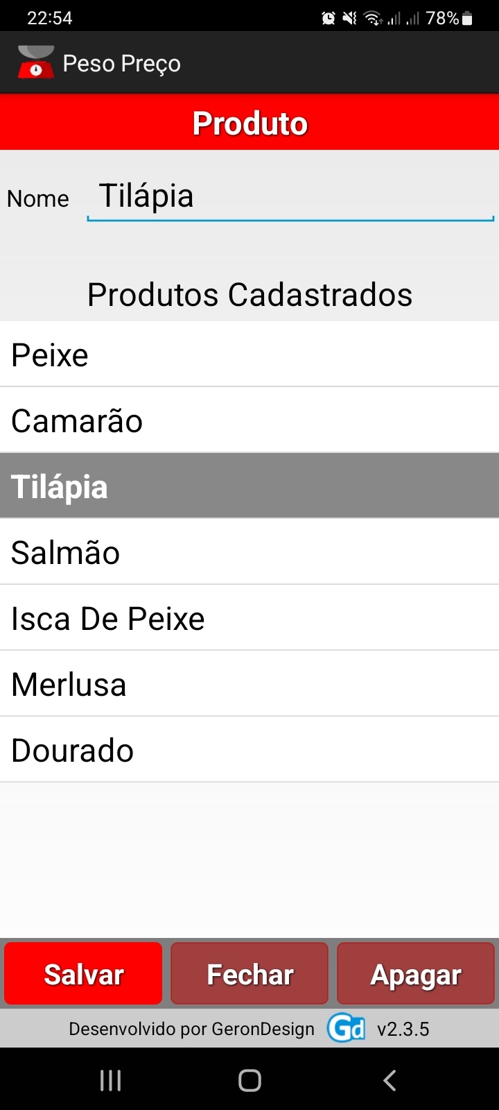 Tela do app