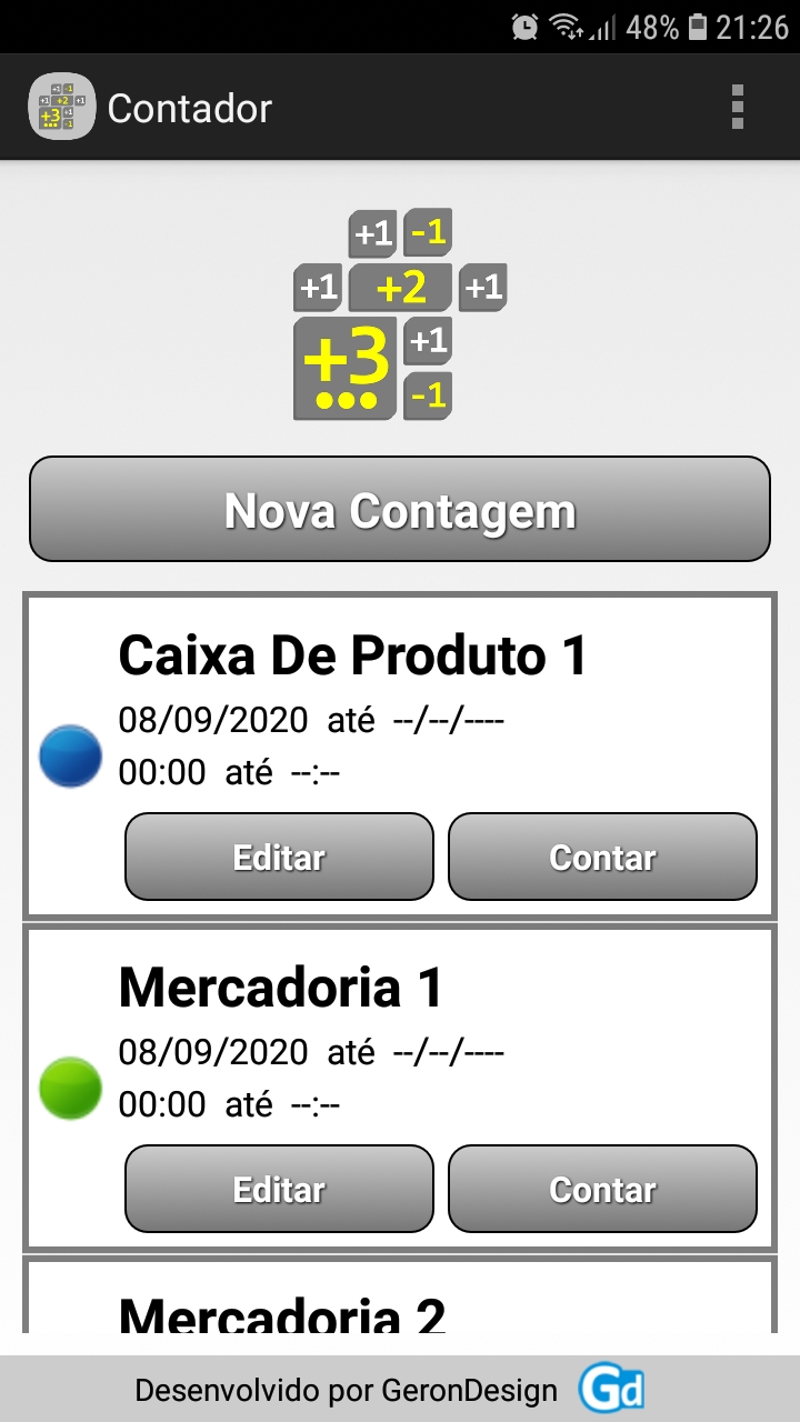 Tela do app